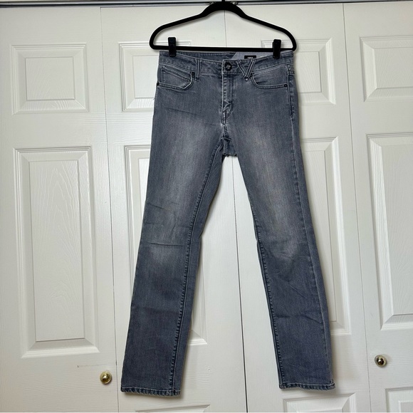 Men's Volcom Vorta Slim Straight Leg‎ Light Gray Jeans Size 29 - Picture 1 of 6
